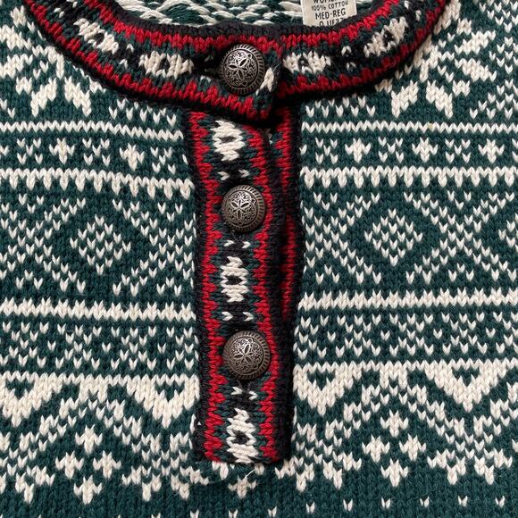 Vintage L.L. Bean Sweater Women’s M | Nordic Fair Isle, Cotton Winter Yoke, RARE - Picture 3 of 8